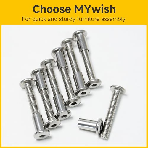Mywish 10Sets M6 x 30mm Flat Head Hex Socket Cap Screws Bolts and Barrel Nuts Kit, 304 Stainless Steel Furniture Connector Bolts, Metric M6 Countersunk Binding Screws for Crib Cabinet with Hex Spanner - size: M6 x 30mm