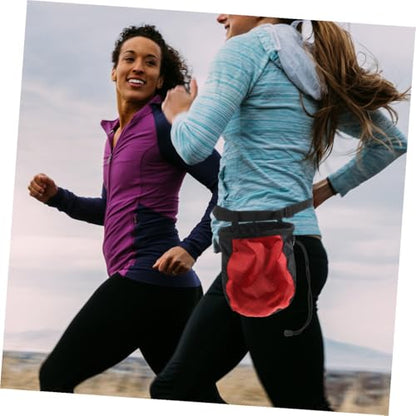 Rock Climbing Chalk Bag Waist Pouch Non-Slip Outdoor Bouldering Chalk Storage Bag for Climbers with Adjustable Belt Red Black