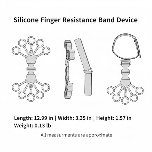 Silicone Finger Resistance Band for Hand Strength & Extension Exercise - Portable Grip Trainer for Fitness & Office Use (Black, 1 Pack)