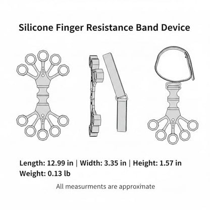 Silicone Finger Resistance Band for Hand Strength & Extension Exercise - Portable Grip Trainer for Fitness & Office Use (Black, 1 Pack)