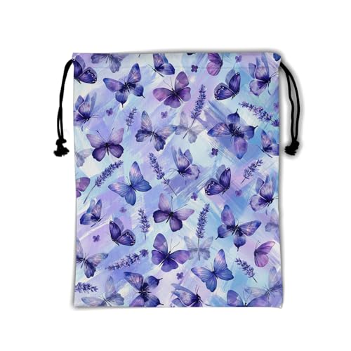 Purple Butterfly Flower Grip Bag Small Drawstring Gymnastics Athlete Bag for Sport Dance Storage - color: Butterfly Flower-purple