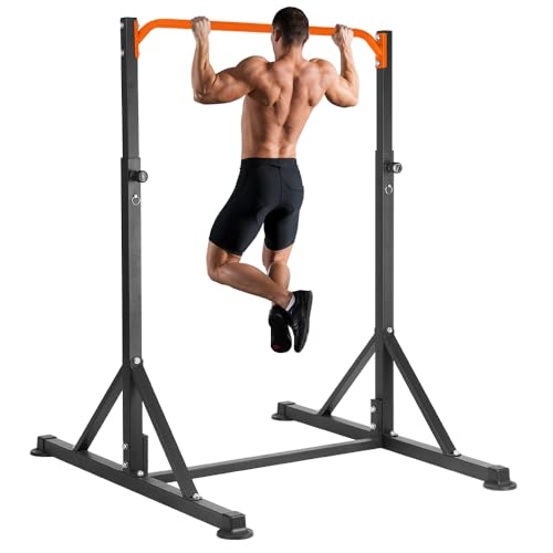 Pull Up Station, Power Tower Adjustable Pullup Bar Free Standing, Heavy Duty Multifunction Strength Training Pull Up Bar, Gym Workout Fitness Equipment Chin up Bar for Home Outdoor, 440LBS Capacity - color: Orange