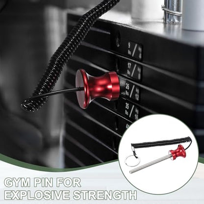 Weight Stack Pin, Weight Gym Pin Strength Training Equipment Replacement with Pull Rope for Commercial Home - color: Red, size: 0.3 x 3.9 Inch
