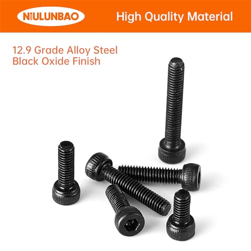 M4 x 8mm 12mm 16mm 20mm 25mm Hex Socket Head Cap Screws Bolts, 12.9 Grade Alloy Steel, Black Oxide Finish, Allen Hex Drive, Metric Machine Fully Threaded, Assortment Kit 100PCS - size: M4 x 8/12/16/20/25mm (100PCS)