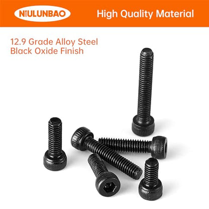 M4 x 8mm 12mm 16mm 20mm 25mm Hex Socket Head Cap Screws Bolts, 12.9 Grade Alloy Steel, Black Oxide Finish, Allen Hex Drive, Metric Machine Fully Threaded, Assortment Kit 100PCS - size: M4 x 8/12/16/20/25mm (100PCS)