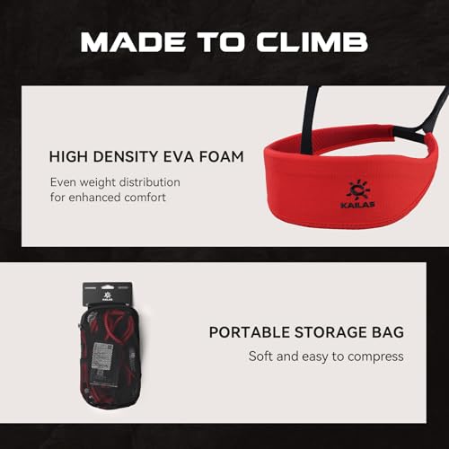 KAILAS Airo Rock Climbing Harness Men Roofing Harnesses Rescue Mountaineering Safety Belt Women Comfortable Lightweight - color: Red, size: X-Small