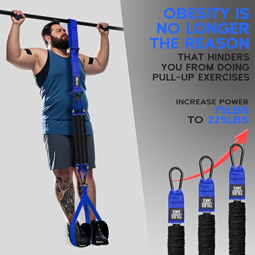 HOXWC Pull Up Assistance Bands, Adjustable Heavy Duty Resistance Band for Pull Up, 3 Pull Up Bands, Comfortable Fabric Feet/Knee Rest, Assistance Bands for Pull-Up, Home Fitness, Body Stretching - color: Blue Pull-Up Bands
