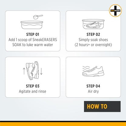 SneakERASERS Overnight Soak, Shoe and Sneaker Cleaner, Easy Detergent for Sneakers athletic shoes, and more. No fuss!