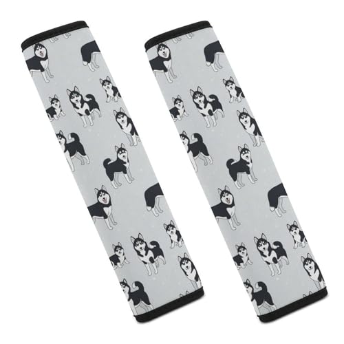 Universal Soft and Comfortable Cute Dogs Siberian Husky Seat Belt Shoulder Pad for Girls and Boys, Most Cars, 2 Pack Seat Belt Covers Cushion Shock Absorption - color: Pattern 1107
