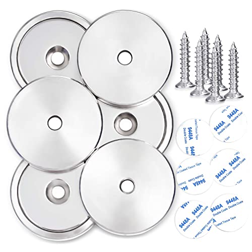 LOVIMAG Strong Neodymium Rare Earth Magnets, 110LBS-6 Pack | Heavy Duty Cup Magnet with Countersunk and Screws for Tool Room, Kitchen Doors, Wall Mounting, Office - size: 110lbs
