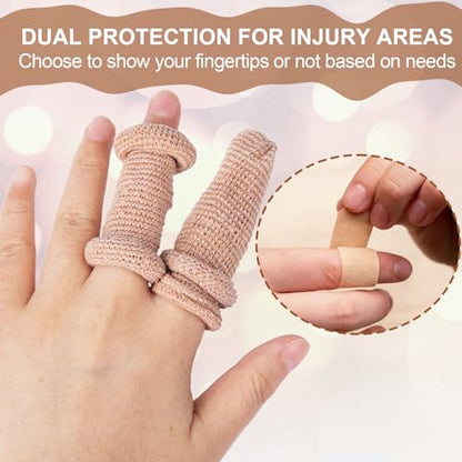 15pcs Cotton Finger Cots, Elastic Finger Sleeve, Skin Color | Anti-Slip, Breathable Finger Protectors, for Construction, Gardening, Kitchen, Carving