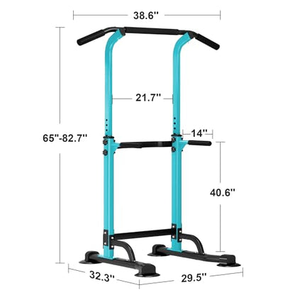 SogesHome Multi-Function Power Tower Pull Up Bar Dip Station for Home Gym | Height Adjustable PullUp Dip Stand, Full Body Strength Training Equipment, Fitness Workout for Push Ups Dips, 330LB Capacity - color: Blue