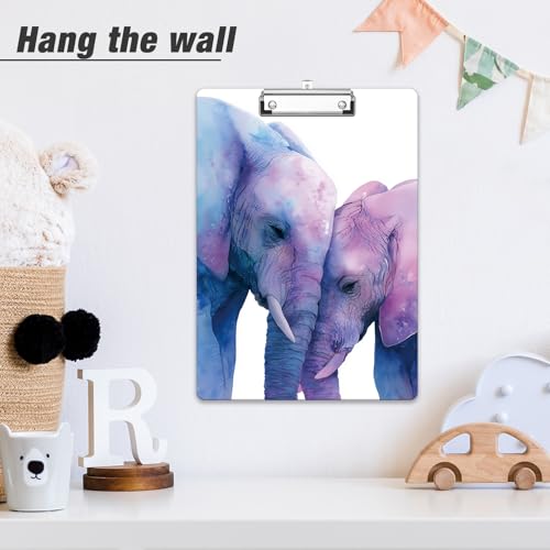 Rimilak Wood Clipboard, 8.5x11 Hardboard Clip Board, Elephant | Fun Design, Cute Custom Pattern, 9 x 12.5 in Letter Size for Classroom, Teachers, Kid, Woman, School & Office Supply - color: Elephant