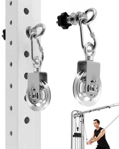 Height Adjustable Cable Pulley System for Power Rack 2x2'' & 3x3'' | 304 Stainless Steel, Silent Bearings, 180 Degree Swivel, 300 lbs Support, Hand Tightened Knob, Smooth Motion