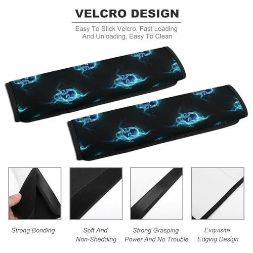 2 Pack Gothic Blue Skull Car Seat Belt Pad Soft Padded Automotive Seat Belt Protector for Child, Stroller Pushchair High Chair, Shock Absorption - color: Pattern 826