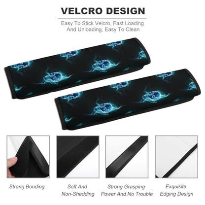 2 Pack Gothic Blue Skull Car Seat Belt Pad Soft Padded Automotive Seat Belt Protector for Child, Stroller Pushchair High Chair, Shock Absorption - color: Pattern 826