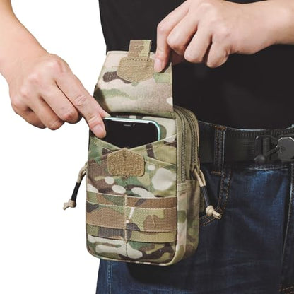 EXCELLENT ELITE SPANKER Tactical Molle EDC Pouch with Cellphone Pouch | Molle admin pouch,molle utility pouch,tool pouch,Organizer Nylon Belt Waist Bag - color: Multicam
