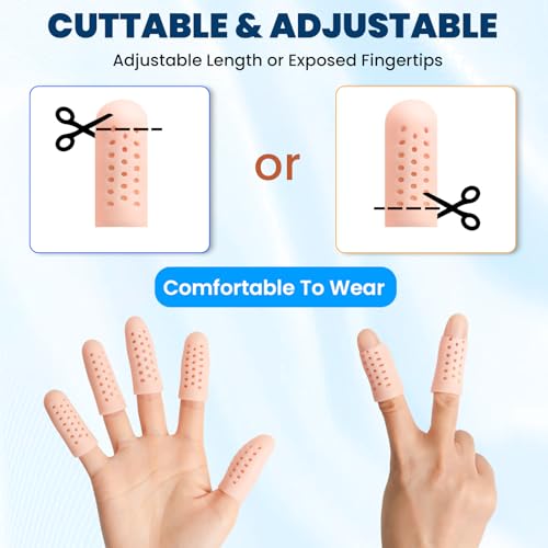 Silicone Finger Protectors - 16 PCS Breathable Finger Cots | Silicone, Breathable Design, Soft Finger Covers for Fingertip & Thumb Protection, Daily Friction Support (Beige)