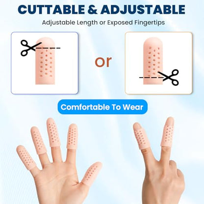 Silicone Finger Protectors - 16 PCS Breathable Finger Cots | Silicone, Breathable Design, Soft Finger Covers for Fingertip & Thumb Protection, Daily Friction Support (Beige)