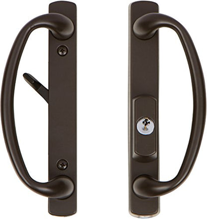 Rockwell Security Charlotte Offset Key Locking Sliding Door Handle with 3/4 Inch Keylock Tuscan Bronze Fits 1-3/4 Inch Thick Door with 4 Screw Holes - color: Tuscan Bronze