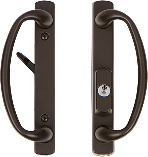 Rockwell Security Charlotte Offset Key Locking Sliding Door Handle with 3/4 Inch Keylock Tuscan Bronze Fits 1-3/4 Inch Thick Door with 4 Screw Holes - color: Tuscan Bronze