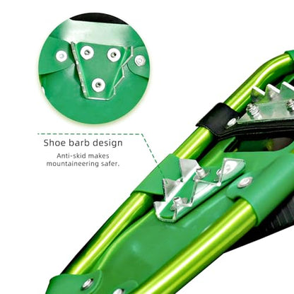 Snowshoes,Lightweight Aluminum Frame,13-Point Heavy Duty Crampons,UV Shoe Decking, and Ratchet System for Secure Fit Complete with Carry Bag for Convenient Storage and Travel - color: GREEN