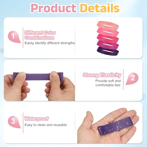 Finger Resistance Bands, Level Finger Grip Strengthener Grip Forearm Thumb Exerciser - color: Pink Series