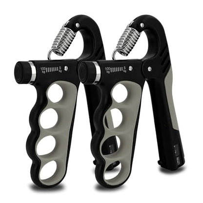 Senston Grip Strength Trainer 2 Pack - Adjustable 11-220Lbs (5-100KG) with Auto Counter, Hand Grip Strengthener, Forearm Exerciser for Athletes, Musicians, Gym, Home, Injury Rehab - color: Grey
