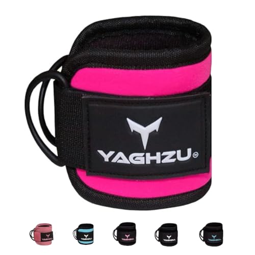 Adjustable Gym Ankle Straps for Cable Machines Women & Men, Glute Kickbacks | Neoprene padded gym ankle cuffs, steel D-ring, Adjustable fit for hip abduction, leg workouts & extensions - color: Pink, size: Single