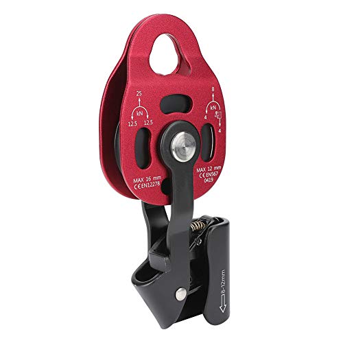 Rock Climbing Pulley, Heavy Duty 4KN Single Rope Pulley Block Aviation Aluminum Pulley Wheel for 8-12mm Rope Lifting Device