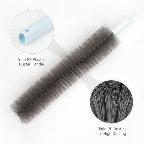 Fan Cleaning Brush, Slim PP Plastic Duster with Long Handle for Ceiling Blades and Tight Gaps, High Dusting Tool from Floor - color: Gray