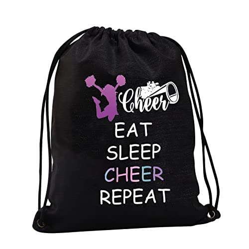 JYTAPP Cheer Drawstring Bag for Cheerleading Gifts Eat Sleep Cheer Gym Cheer Team Gifts Practice Bag for Cheerleaders (black)
