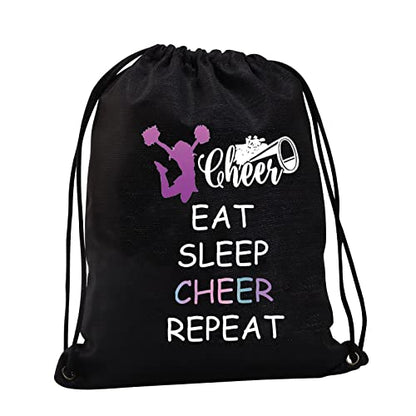 JYTAPP Cheer Drawstring Bag for Cheerleading Gifts Eat Sleep Cheer Gym Cheer Team Gifts Practice Bag for Cheerleaders (black)