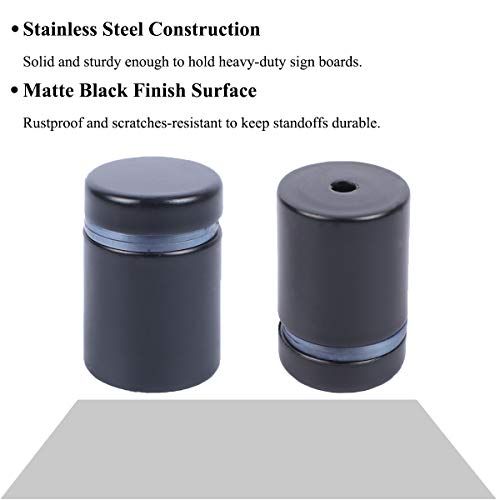 Osring 1 x 2 Inch Sign Standoff Mounting Hardware, Black Screw Standoffs Wall Supporting Acrylic Board, Glass Panel and Plexiglass Picture, 8 Pack - size: 1"x2"