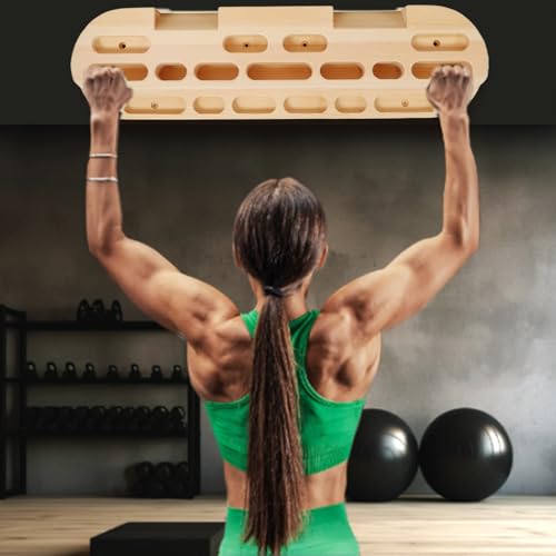 Majnesvon Wooden Climbing Hangboard, Professional Fingerboard Trainer with Multiple Grip Types - Rock Climbing Training Board for Home & Gym - size: Rounded Rectangle