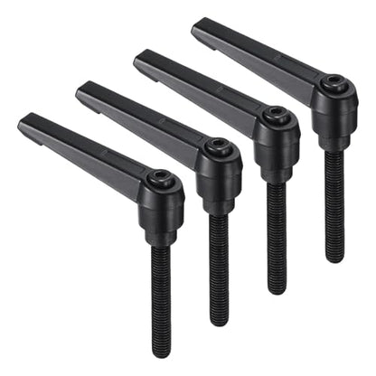 uxcell 4pcs Clamping Lever Handles, M8 x 50mm Black Oxide Carbon Steel Threaded Male Stud, Adjustable Handles Locking Quick Release Ratchet Push Button Bolt Knobs, Black - size: M8 x 50mm