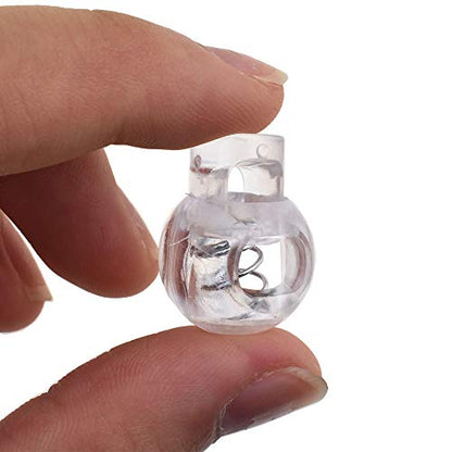Spring Elastic Fastener Toggles Plastic Cord Lock Buttons Stopper Slider Thread Smooth Hold Tightly - color: Clear-22*17mm 40pcs
