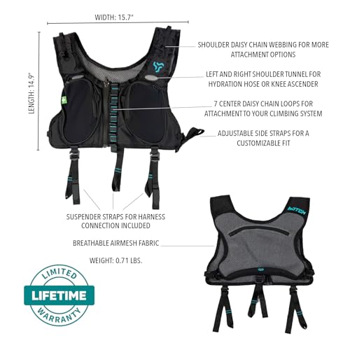 Notch Chester DLX Multi-Function Chest Harness for SRS and Storage (99714) | Breathable Airmesh Fabric, 7 Center Daisy Chain Loops, Compatible with most 1.5L Hydration Reservoirs