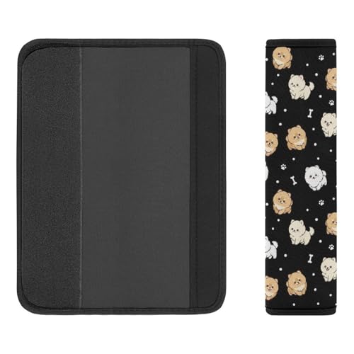 Universal Fit Seat Belt Cover for Adult Use, Stroller Pushchair High Chair, 2PCS Cute Puppy Pomeranian Harness Pads Strap Shock Absorption - color: Pattern 1166