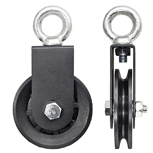 Uenhoy 2 Pack 90mm Cable Pulley Silent 330lbs LAT Gym Attachment | Nylon Wheel & Iron Bearing, 360° Swivel Prevents Tangling, Silent Running, 330lbs Capacity, For Gym Hoist Clothesline - size: 2 Pcs Cable Pulley