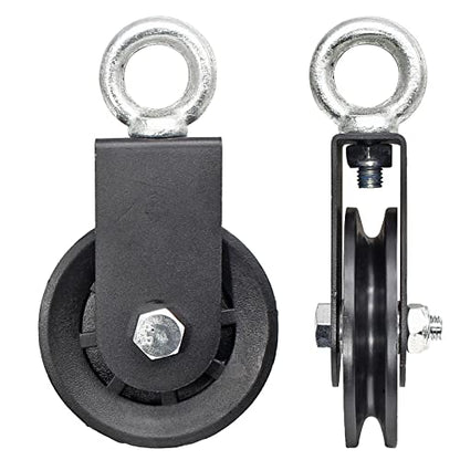 Uenhoy 2 Pack 90mm Cable Pulley Silent 330lbs LAT Gym Attachment | Nylon Wheel & Iron Bearing, 360° Swivel Prevents Tangling, Silent Running, 330lbs Capacity, For Gym Hoist Clothesline - size: 2 Pcs Cable Pulley