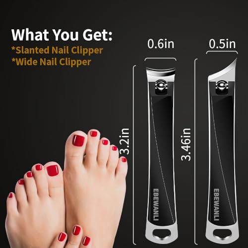 EBEWANLI Nail Clippers Set, Ultra Sharp Nail Clippers for Men, Slanted Angled Ingrown Toenail Clipper and Curved Fingernail Clipper Cutters, Stainless Steel Finger Nail Clippers Adult - color: Black-set