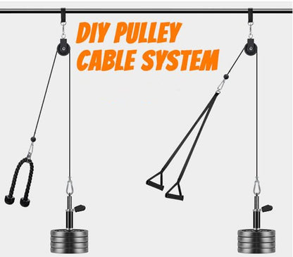 Home Gym Pulley Cable System,Silent Weight Cable Machine Attachment for Lat Pulldowns Tricep Extensions Heavy Duty Coated Steel Wire,Easy DIY Setup with Hanging Strap Carabiners Ideal for Small Spaces - color: 1 Pulley+1 Straps+1 Carabiner+59in Cable 1pcs