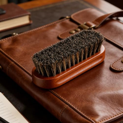 Premium Horsehair Shoe Brush Set - Leather Care Tool Kit for Bags, Boots & Shoes Shine, Polish and Buffing