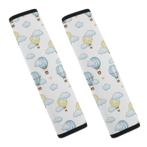 Breathable Seat Belt Shoulder Pad for Adults and Children, Stroller Pushchair High Chair, 2 Pack Cute Hot Air Balloon Stars Blue Cloud Neck Strap Covers Easy Install (No Tool) - color: Pattern 688