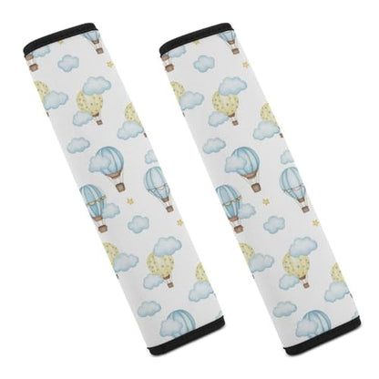 Breathable Seat Belt Shoulder Pad for Adults and Children, Stroller Pushchair High Chair, 2 Pack Cute Hot Air Balloon Stars Blue Cloud Neck Strap Covers Easy Install (No Tool) - color: Pattern 688