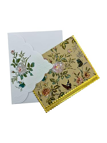 Poster Foundry Garden Butterfly Boxed Note Cards by Carol Wilson. 10 embossed 4x5 Die-Cut Notecards and Matching Envelopes in Decorative Gift Box with Magnetic Flap. NCP2363 - color: Nature - Butterflies in Garden, style: 1 Gift Box Set / 10 Cards Total