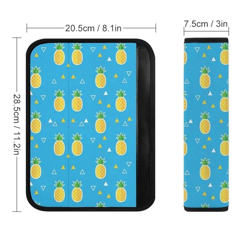 2PCS Breathable Seat Belt Cover for Adults and Children, Most Cars, Pineapple Fruit Blue Shoulder Harness Cover, Shock Absorption - color: Pattern 1051