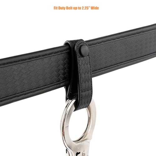 TACNEX Handcuff Strap w/Snap Closure Cuff Holder Nylon Keeper Chain/Hinged Cuffs Carrier Quick Release Clip Hook for ASP Handcuff 1.75"/ 2"/2.25" Duty Belt Law Enforcement Police Sheriff Security - size: 1 PCS, style: Basket Weave Strap with Copper Snap
