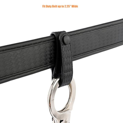 TACNEX Handcuff Strap w/Snap Closure Cuff Holder Nylon Keeper Chain/Hinged Cuffs Carrier Quick Release Clip Hook for ASP Handcuff 1.75"/ 2"/2.25" Duty Belt Law Enforcement Police Sheriff Security - size: 2 PCS, style: Basket Weave Strap with Copper Snap